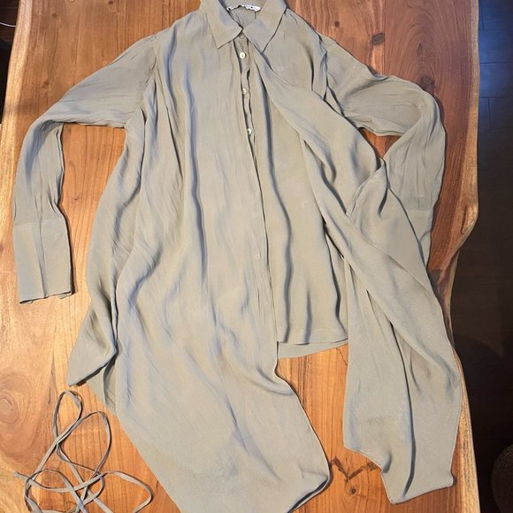 Zara Caledon Green Flowed Panel Button Down Shirt Blouse. Size Small - Picture 3 of 12